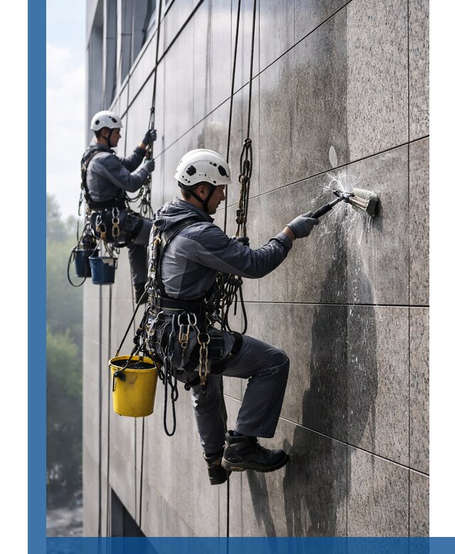 Профессиональная мойка фасада из керамогранита в Копейске