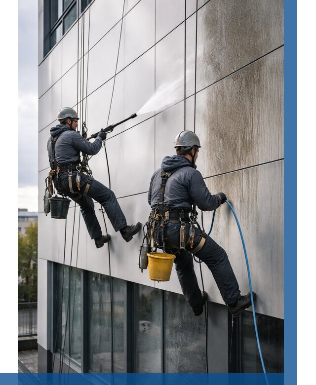 Мойка фасада из композита в Копейске по цене от 308 р. | ВЫСОТНИК-Кпс