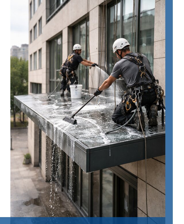 Мойка козырьков и навесов в Копейске от 3592 р. | ВЫСОТНИК-Кпс