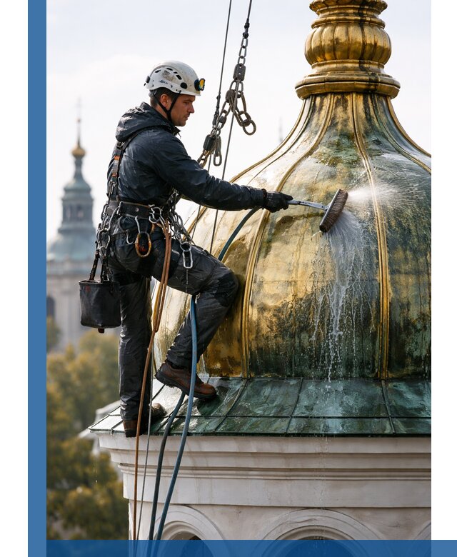 Профессиональная мойка куполов и шпилей высотными альпинистами в Копейске