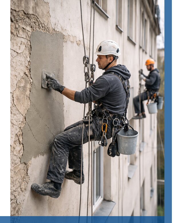 Восстановление штукатурки фасада в Копейске от 1232 р. | ВЫСОТНИК-Кпс