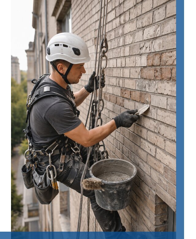 Ремонт кирпичной кладки фасада в Копейске от 1847 р. | ВЫСОТНИК-Кпс