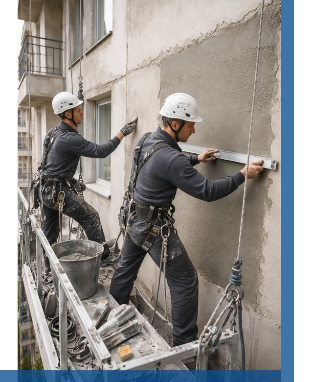 Штукатурка фасада на высоте в Копейске от 924 р. | ВЫСОТНИК-Кпс