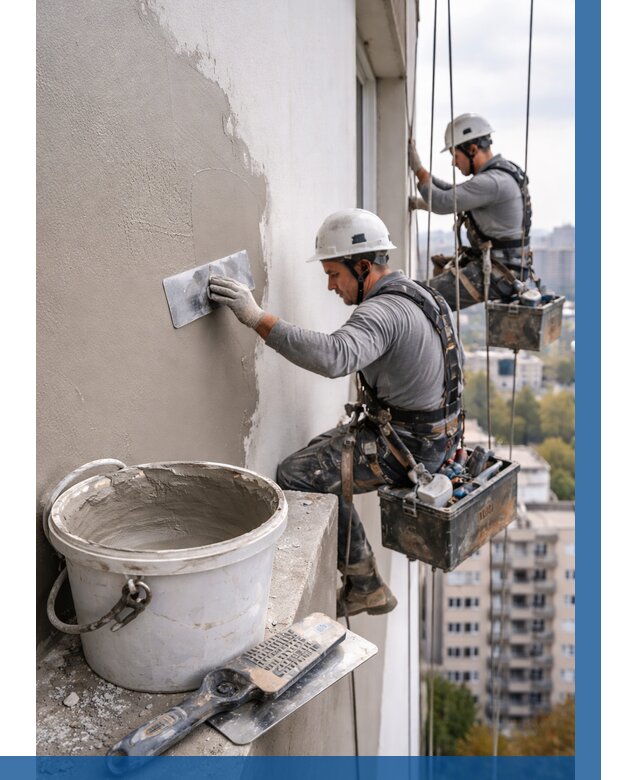 Шпаклевка фасада на высоте в Копейске от 718 р. | ВЫСОТНИК-Кпс