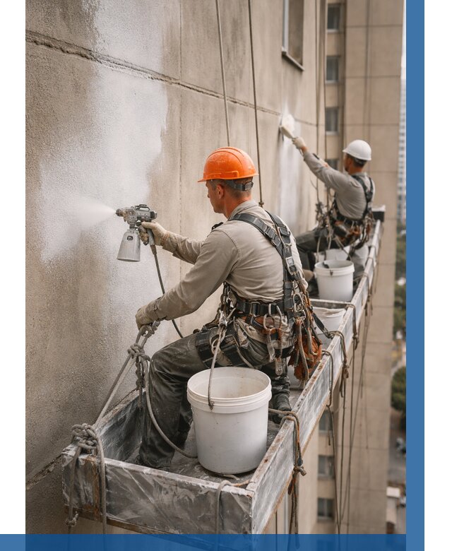 Грунтовка фасада на высоте в Копейске от 123 р. | ВЫСОТНИК-Кпс