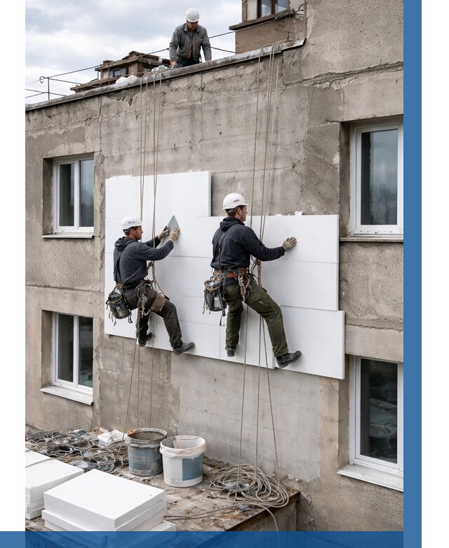 Утепление фасада пенополистиролом в Копейске от 1847 р. | ВЫСОТНИК-Кпс