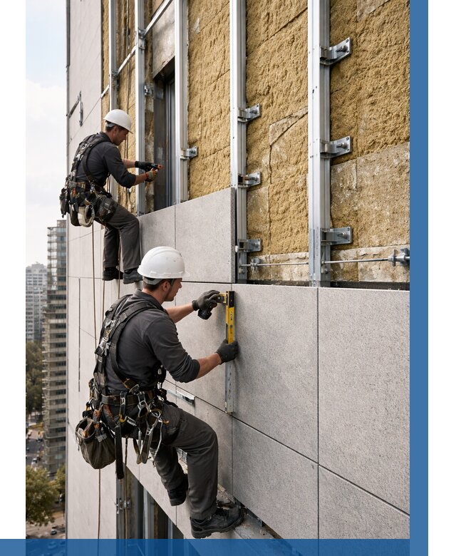 Монтаж вентилируемого фасада в Копейске от 3592 р. | ВЫСОТНИК-Кпс