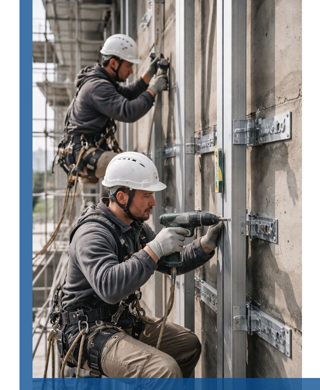 Монтаж и крепление подсистемы вентфасада в Копейске