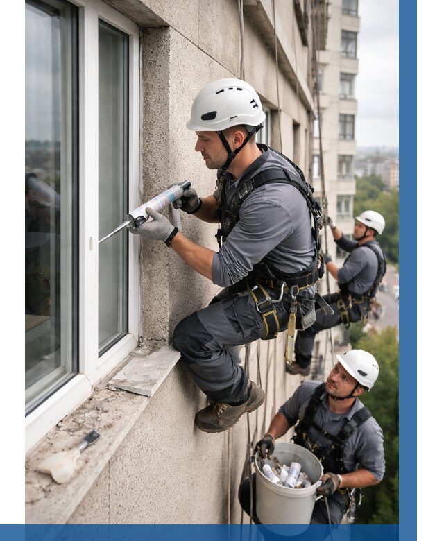 Герметизация оконных швов снаружи в Копейске от 1539 р. | ВЫСОТНИК-Кпс