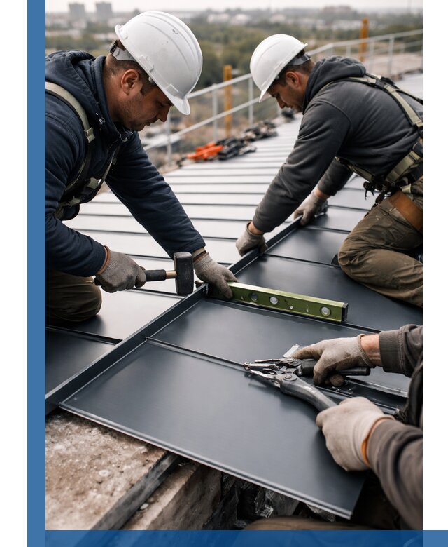 Монтаж фальцевой кровли в Копейске для промышленных зданий