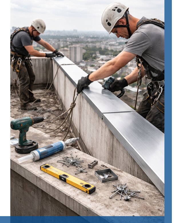 Монтаж парапетных крышек в Копейске от 821 р. | ВЫСОТНИК-Кпс