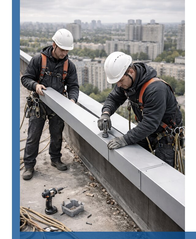 Монтаж парапетных крышек и ограждений кровли в Копейске