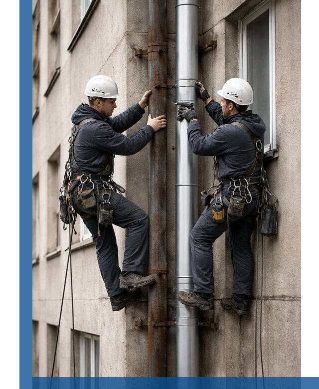 Замена водосточных труб в Копейске: монтаж и демонтаж под ключ