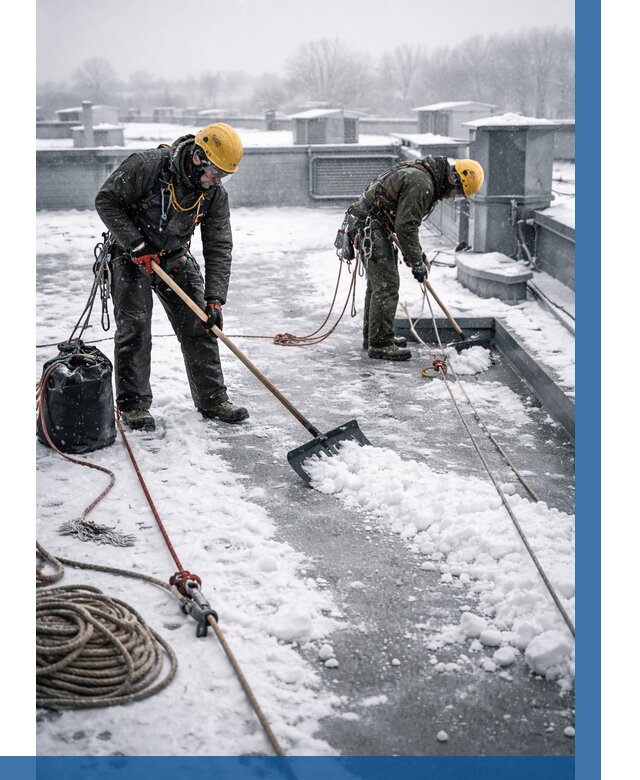 Очистка крыши от снега в Копейске от 7697 р. | ВЫСОТНИК-Кпс