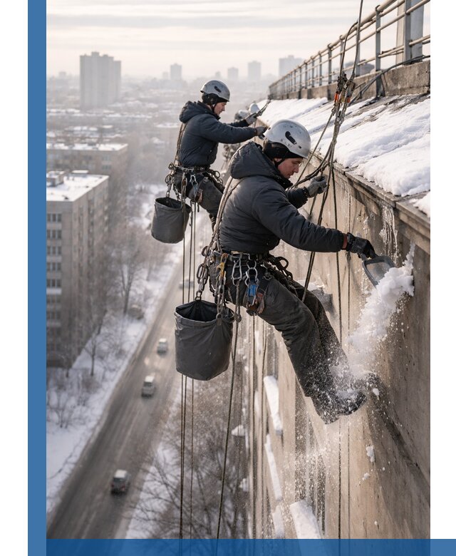 Очистка карнизов от снега в Копейске профессионально и безопасно