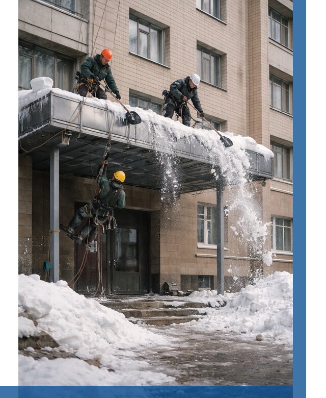 Очистка козырьков от снега в Копейске от 3592 р. | ВЫСОТНИК-Кпс