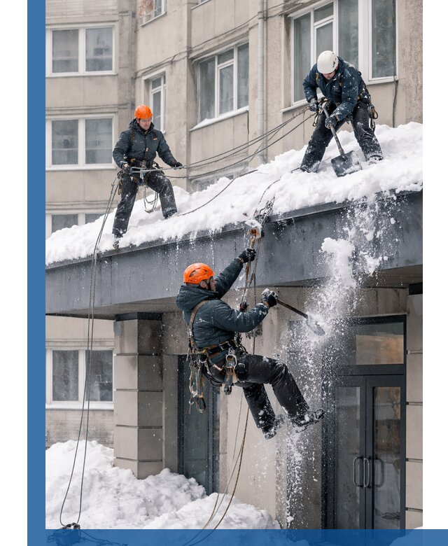 Безопасная очистка навесов от снега в Копейске круглогодично