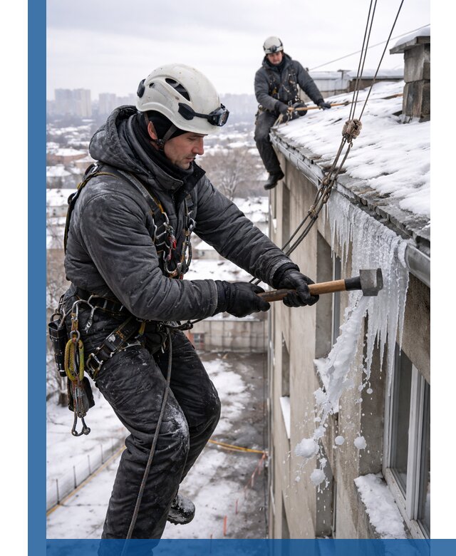 Сбивание и удаление сосулек с крыши в Копейске безопасно