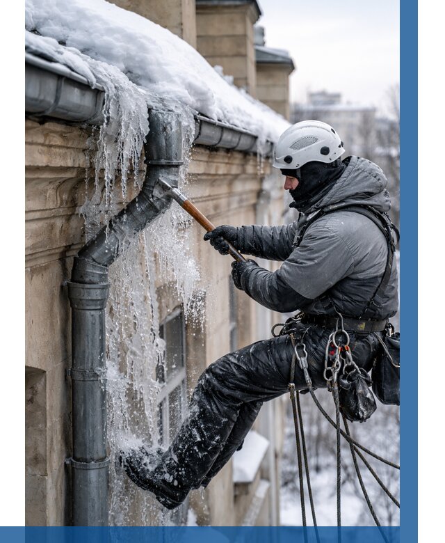 Очистка водостоков от льда в Копейске от 3592 р. | ВЫСОТНИК-Кпс