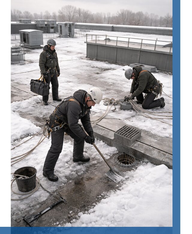 Абонентское обслуживание кровли зимой в Копейске от 8210 р. | ВЫСОТНИК-Кпс