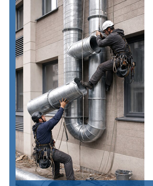 Монтаж фасадных воздуховодов в Копейске с герметизацией и крепежом