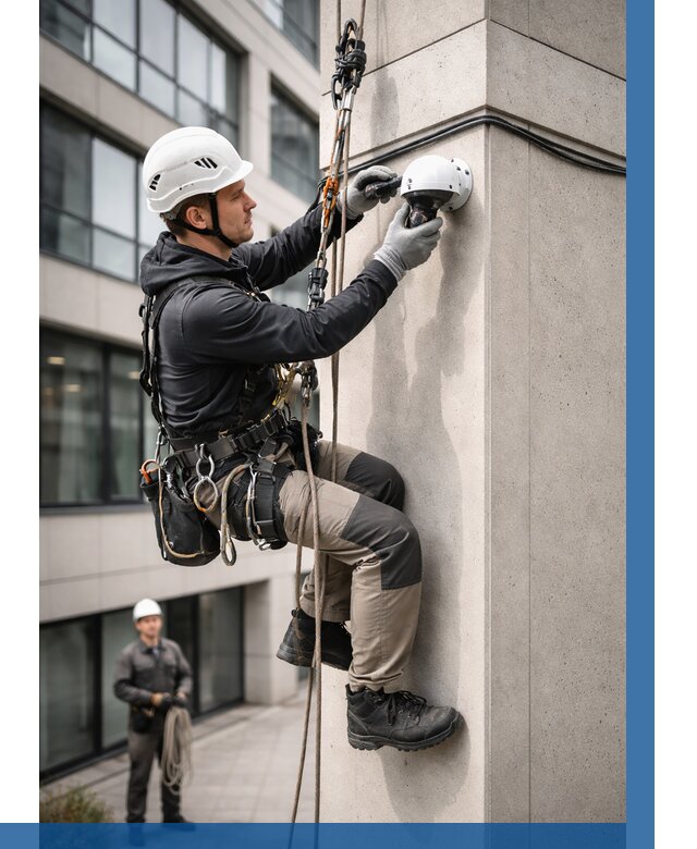 Монтаж камер видеонаблюдения на фасаде в Копейске от 8724 р.-ВЫСОТНИК-Кпс