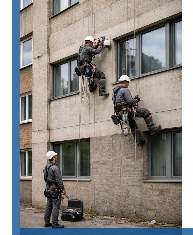 Монтаж фасадных камер видеонаблюдения в Копейске под ключ