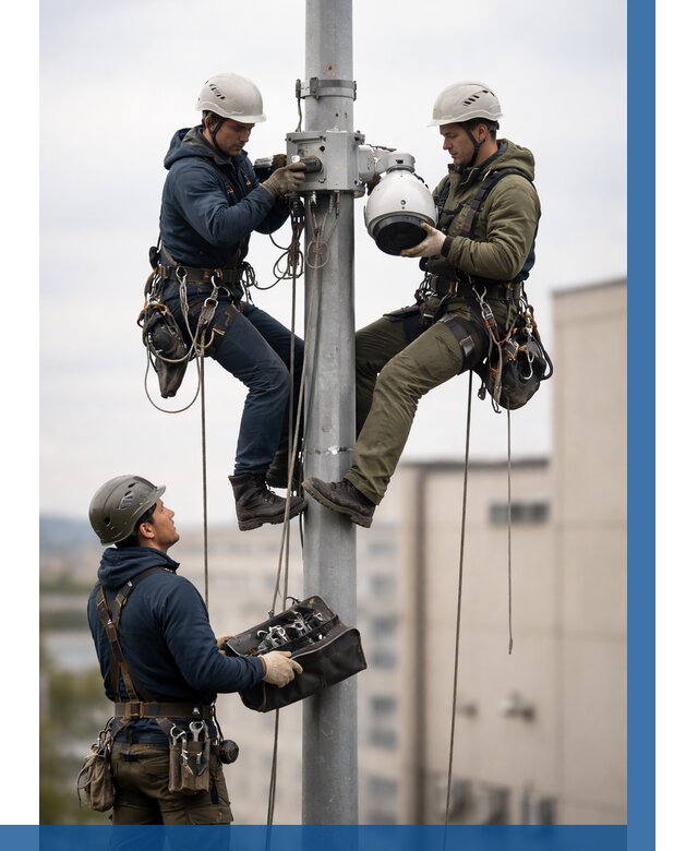 Установка видеокамер на мачте в Копейске от 8724 р. | ВЫСОТНИК-Кпс