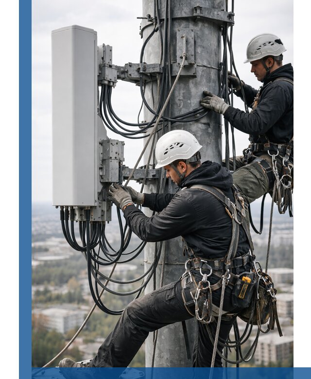 Монтаж оборудования связи на мачте в Копейске с пусконаладкой