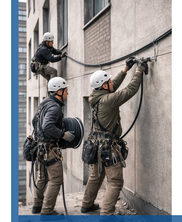 Прокладка кабеля по фасаду в Копейске, профессиональный монтаж