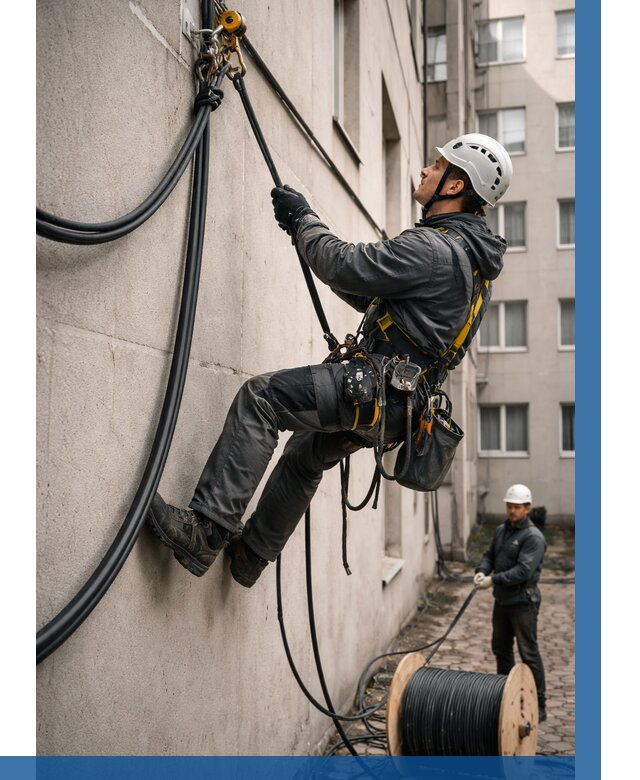 Протяжка кабеля питания на высоте в Копейске от 462 р. | ВЫСОТНИК-Кпс