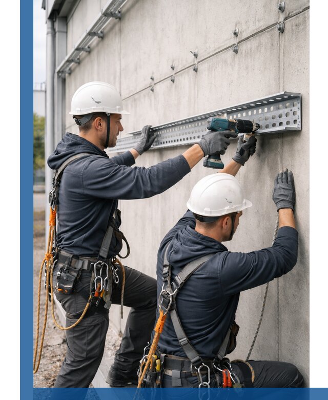 Монтаж кабельных лотков на фасаде зданий в Копейске с гарантией