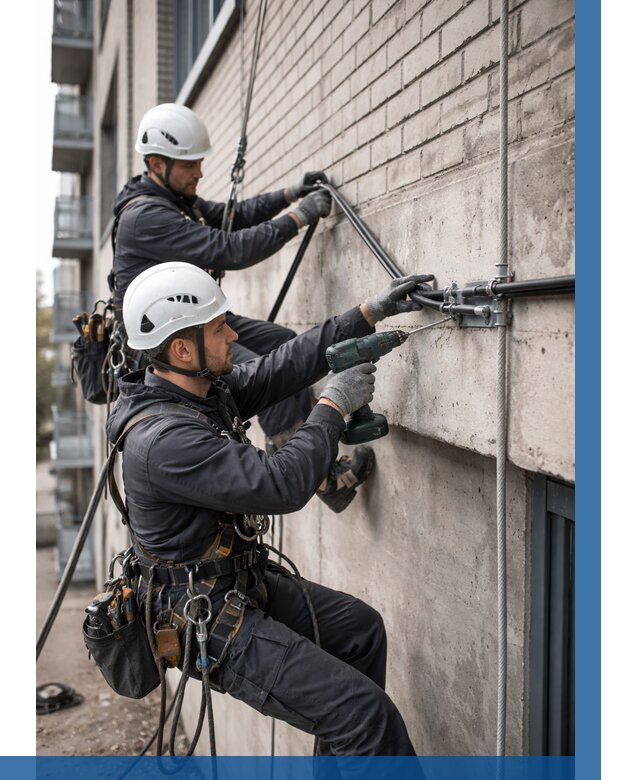 Крепление кабеля на фасаде в Копейске от 359 р. | ВЫСОТНИК-Кпс