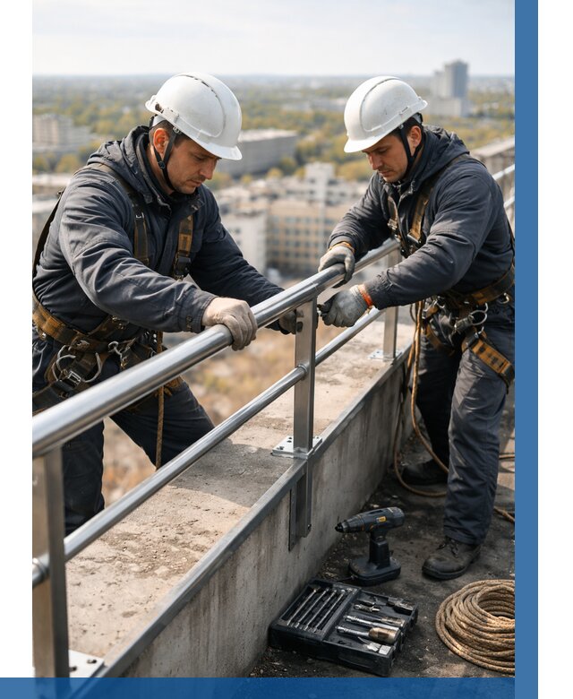 Монтаж перил на высоте в Копейске от 2566 р. | ВЫСОТНИК-Кпс