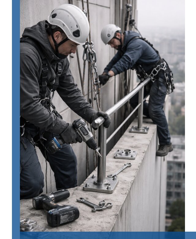 Монтаж перил на высоте в Копейске для жилых и промобъектов