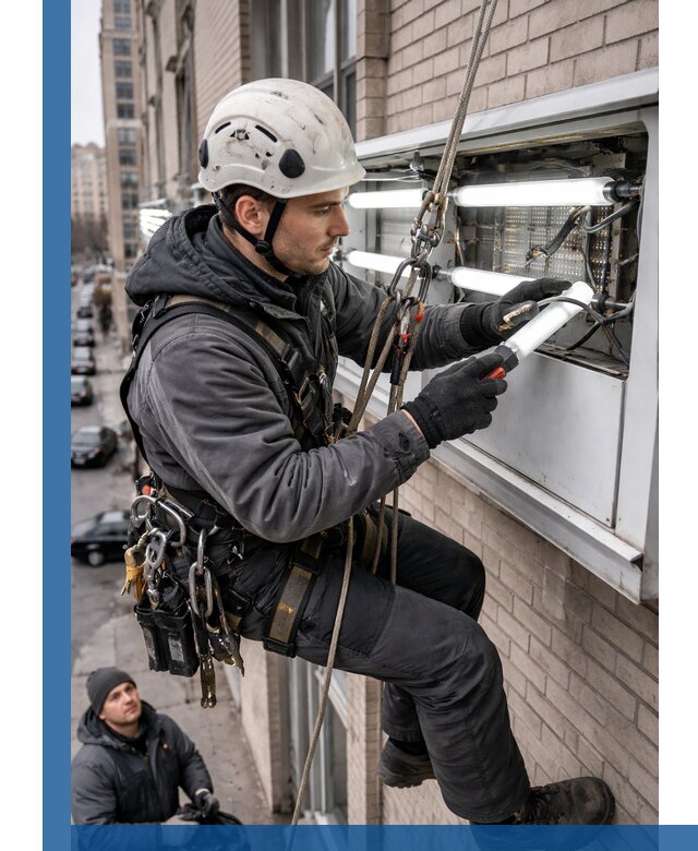 Профессиональная замена ламп в наружной вывеске в Копейске