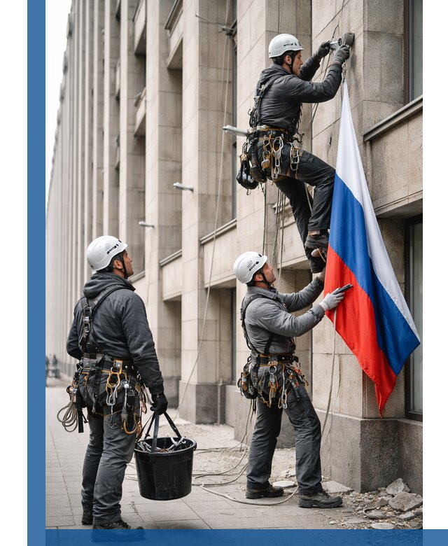 Профессиональная установка флагов на фасаде в Копейске