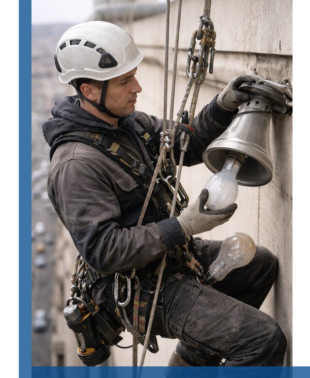 Замена ламп на высоте в Копейске профессионально и быстро