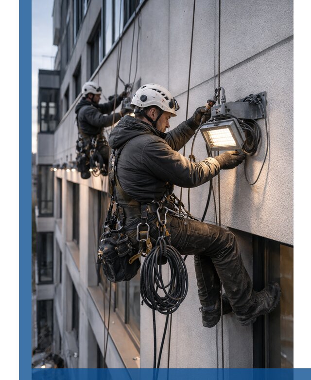 Монтаж фасадного освещения в Копейске установка и подключение