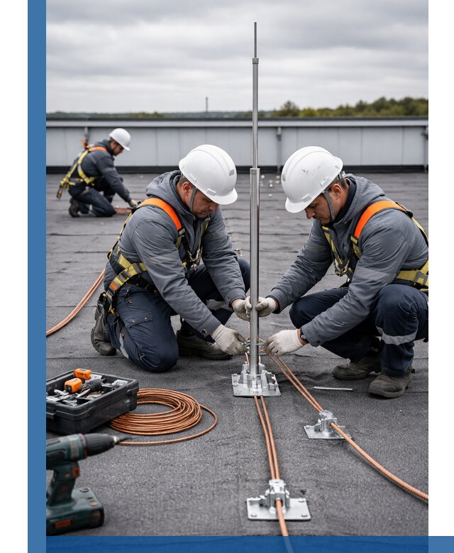 Монтаж молниезащиты на кровле в Копейске под ключ с гарантией