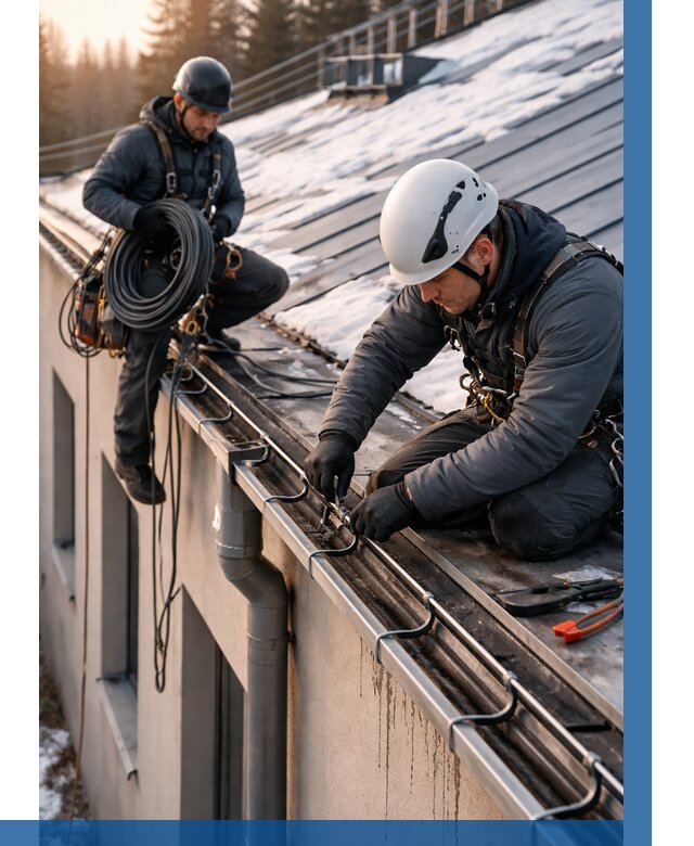 Монтаж греющего кабеля на кровле в Копейске от 462 р. | ВЫСОТНИК-Кпс