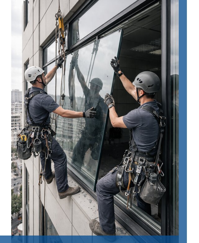 Замена стеклопакетов на высоте в Копейске от 5645 р. | ВЫСОТНИК-Кпс