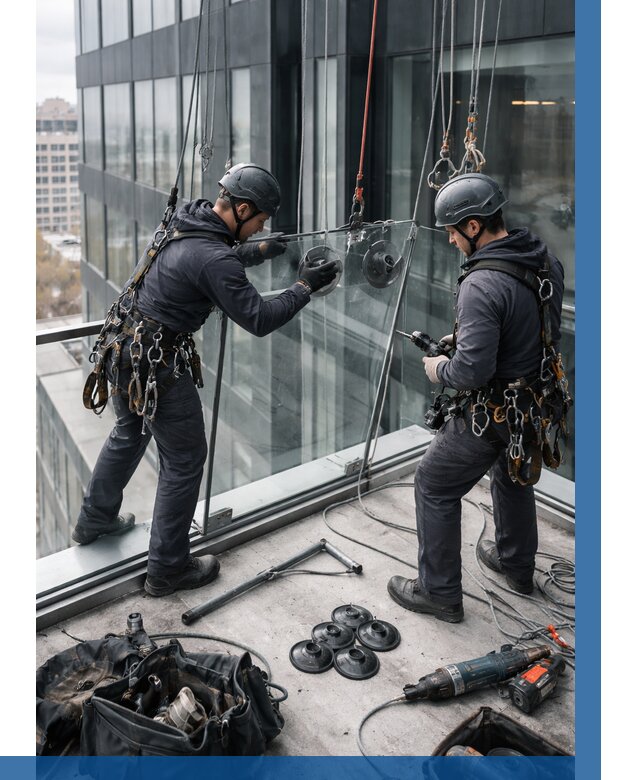 Монтаж стеклянных ограждений в Копейске от 2566 р. | ВЫСОТНИК-Кпс