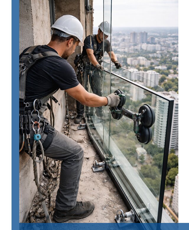 Монтаж стеклянных ограждений под ключ с гарантией в Копейске