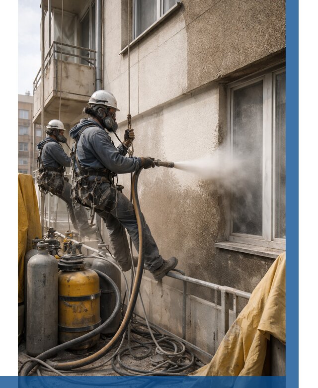 Пескоструйная очистка фасада в Копейске от 667 р. | ВЫСОТНИК-Кпс