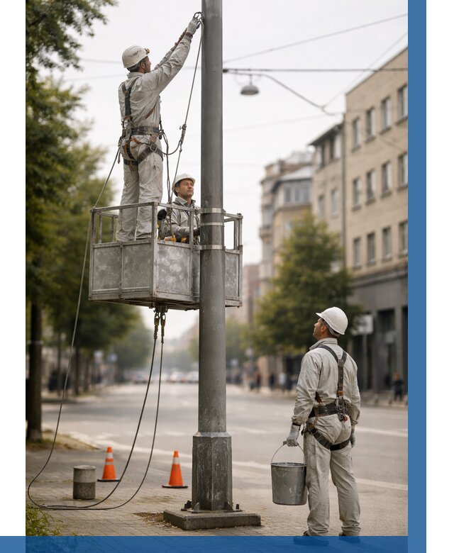 Покраска опор освещения в Копейске от 5132 р. | ВЫСОТНИК-Кпс