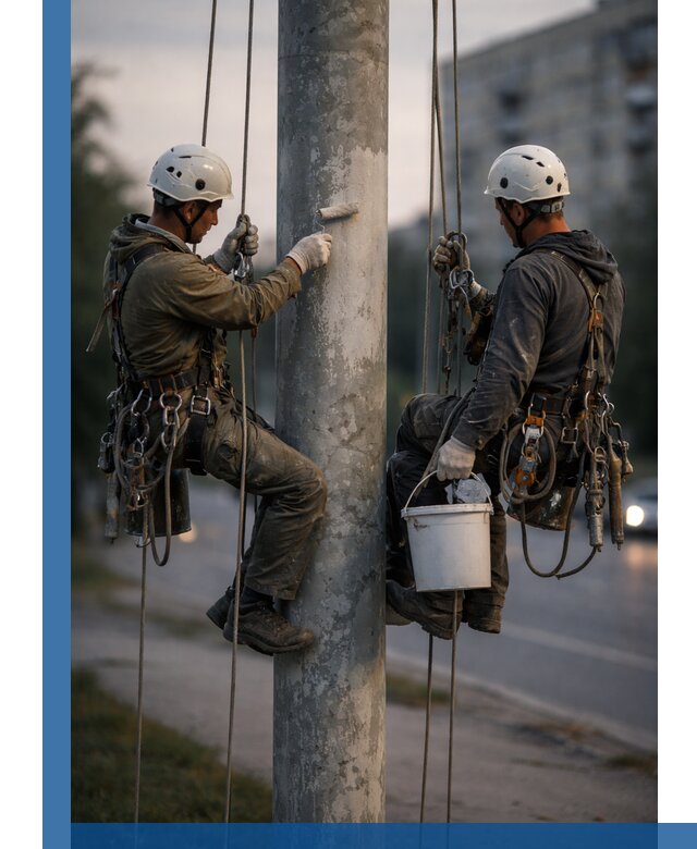 Покраска опор освещения и антикоррозийная защита в Копейске