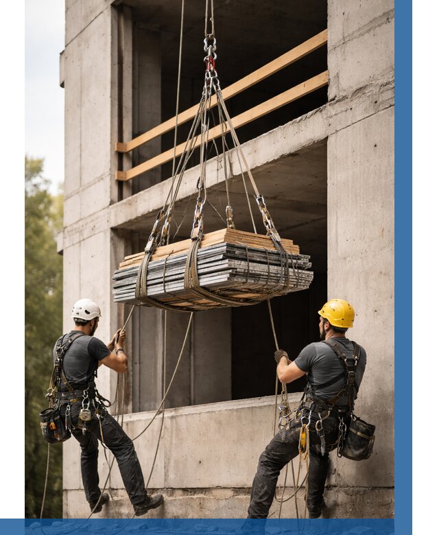 Подъем материала на этаж веревками в Копейске от 1539 р. | ВЫСОТНИК-Кпс