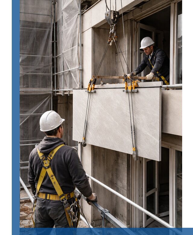 Подъем керамогранита на этаж в Копейске грузчиками и техникой