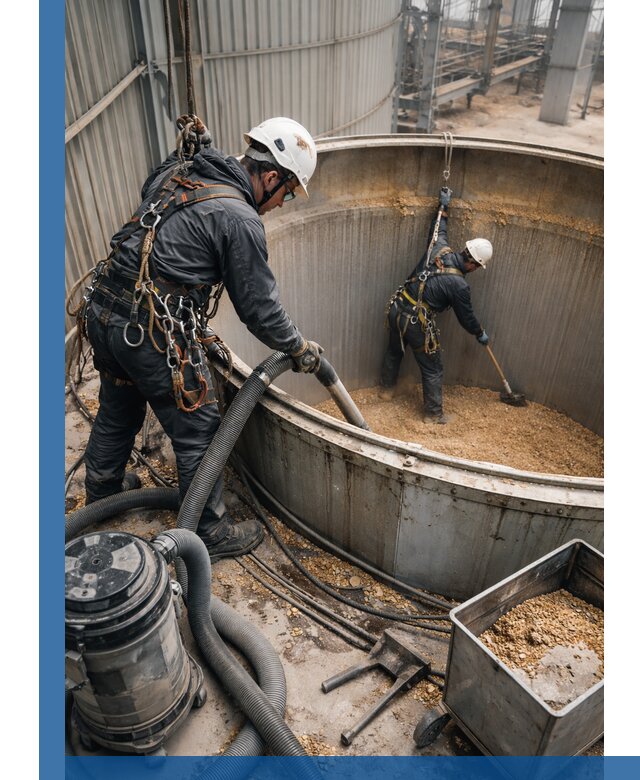 Профессиональная чистка зерновых бункеров в Копейске с выездом